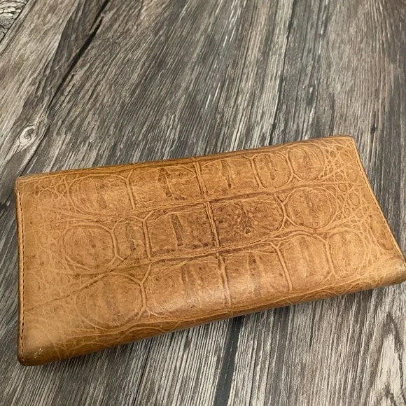Brahmin Veronica Envelope Wallet Cashew Melbourne Croc-Embossed Leather - Picture 3 of 5